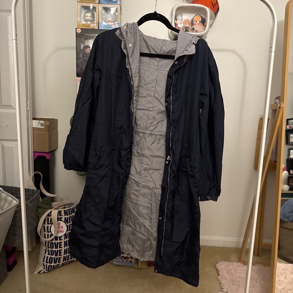 Navy Blue Hooded Coat